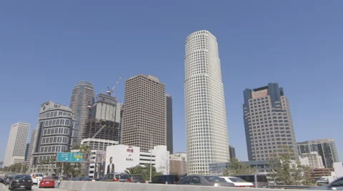 Downtown LA Skyline From Freeway Vídeo Stock 58929323