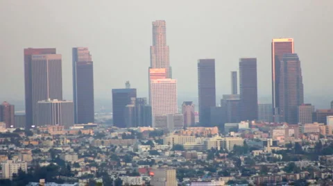 DOWNTOWN LA AT SUNSET Stock Footage 5297914