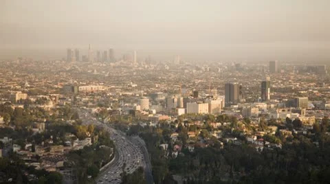 Downtown LA Sunset Stock Footage 8858778