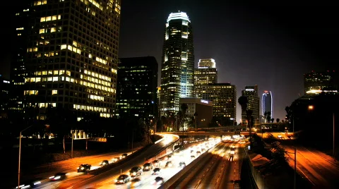 Downtown LA Timelapse (24)fps Stock Footage 763558