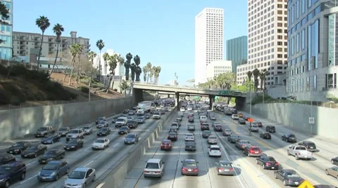 Downtown LA Traffic Stock Footage 8549205