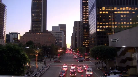 Downtown LA Traffic Stock Footage 37487874