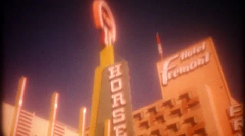 Downtown Las Vegas casinos, street scene 1950s vintage film home movie 3679 Stock Footage