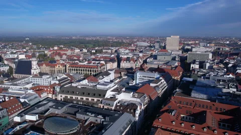 Downtown Leipzig, Germany. Aerial View of Central Buildings Around Stock Footage 267245855