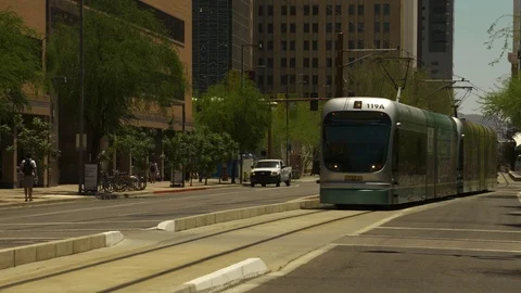 Downtown Light Rail UHD Stock Footage 75501343