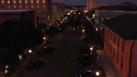 Downtown Lights at Night, Bryan, Texas, USA Stock Footage 145948613