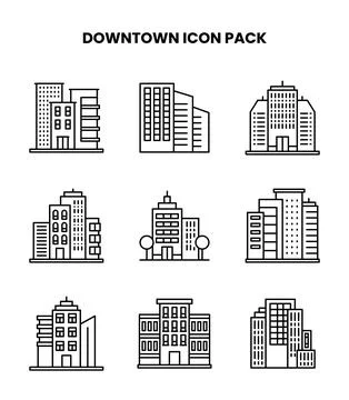 Downtown Line Design Icons Pack Ilustración de archivo