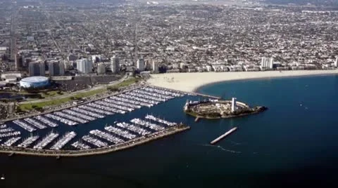 Downtown Long Beach Aerial Stock Footage