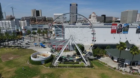 Downtown Long Beach - Pull Back from Ferris Wheel Video stock 93635625
