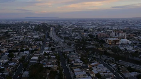Downtown Los Angeles Aerial Reveal of Skyline Stock Footage