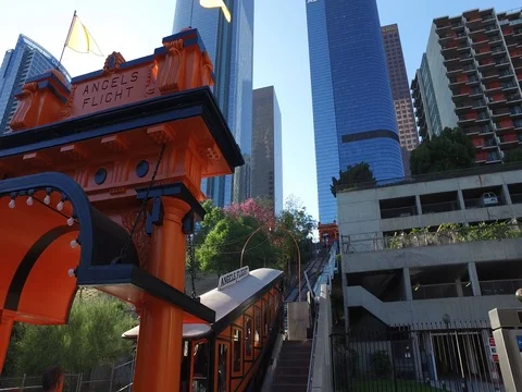 Downtown Los Angeles Angels Flight in Action Stock Footage