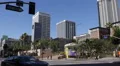 Downtown Los Angeles Busy City Center Street Cars Passing Intersection Crossroad HD Footage