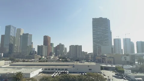 Downtown Los Angeles, CA drone panning shot CS DTLA 0015 Stock Footage 124813974