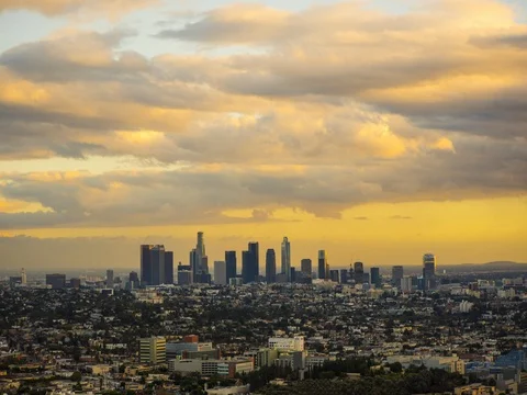 Downtown Los Angeles with clouds passing time lapse shot Video stock 71208466