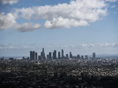 Downtown Los Angeles with clouds passing time lapse shot Video stock 71208583