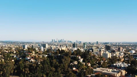 Downtown Los Angeles Drone from hollywood hills Stock Footage