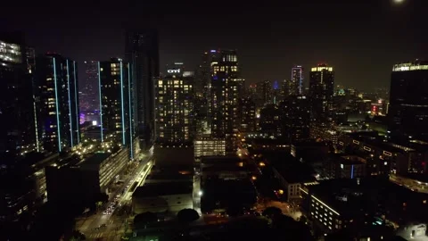 Downtown Los Angeles Glowing With City Lights At Night In California, USA Stock Footage 321666053