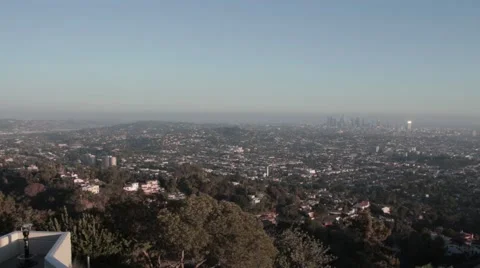 Downtown Los Angeles from Griffith Park Stock Footage