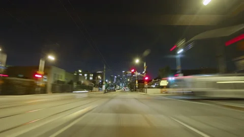 Downtown Los Angeles Hyper Lapse Push Towards City 4k Stock Footage 154209633