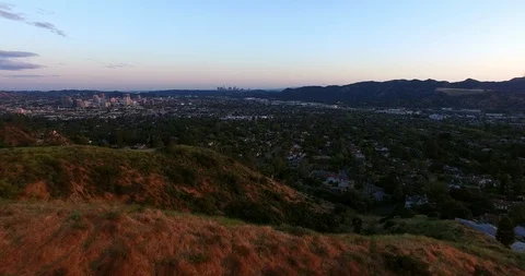 Downtown Los Angeles Reveal Sunset Stock Footage