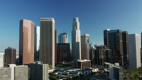 Downtown Los Angeles Skyline Aerial Drone 4K DTLA Stock Footage