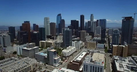 Downtown Los Angeles Skyline Pull Away Stock Footage