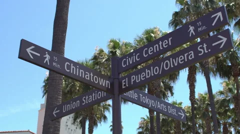 Downtown Los Angeles street sign Stock Footage