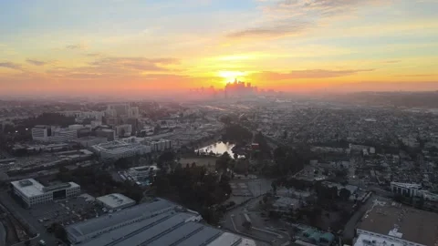 Downtown Los Angeles Sunset Stock Footage
