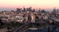 Downtown Los Angeles Sunset Timelapse By Aerial Drone Stock Footage