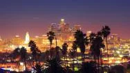 Downtown Los Angeles View Palm Trees In Foreground. 4K Uhd Timelapse Hyperlapse. Stock Footage