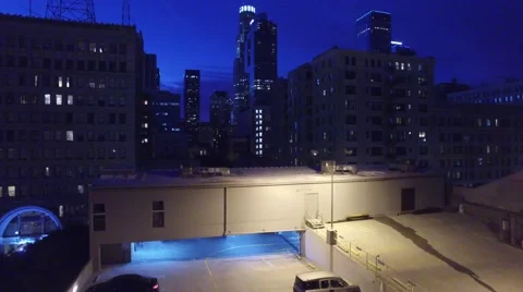 Downtown los angles drone night Stock Footage 55275812