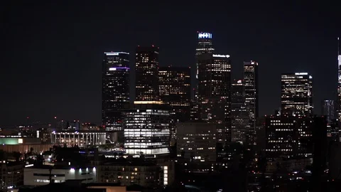 Downtown Los Angles Time Lapse at Night with Left to Right Moment  Stock Footage 101722645