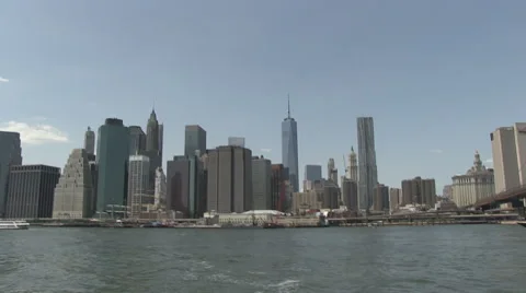 Downtown Manhattan from ferry Stock Footage 40499135