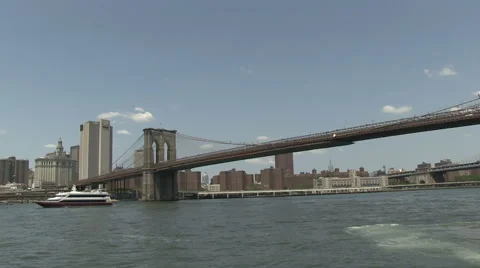 Downtown Manhattan from ferry Stock Footage 40499166