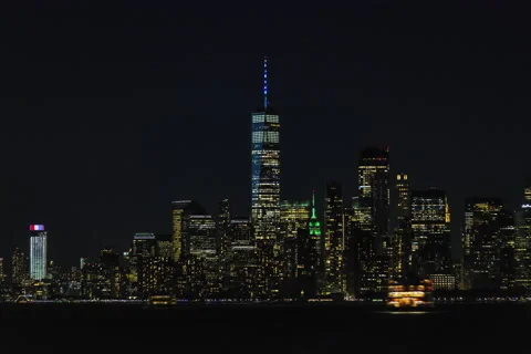 Downtown Manhattan Night Hyperlapse Stock Footage 195071613