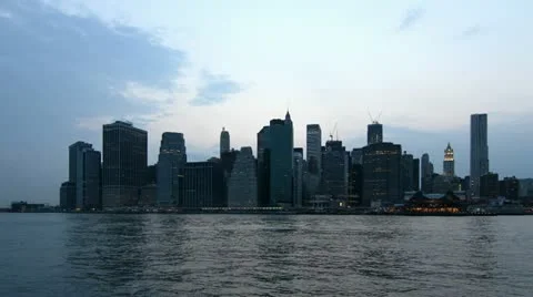 Downtown Manhattan sunset timelapse view Stock Footage 11104301