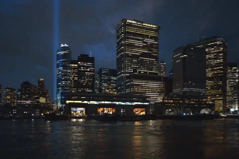Downtown Manhattan Tribute in Lights Hyperlapse (One of Two) Stock Footage 251496850