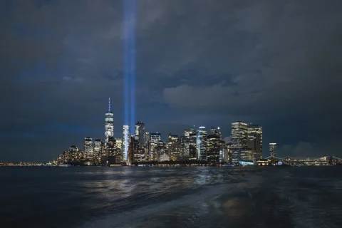 Downtown Manhattan Tribute in Lights Hyperlapse (Two of Two) Stock Footage 251553351