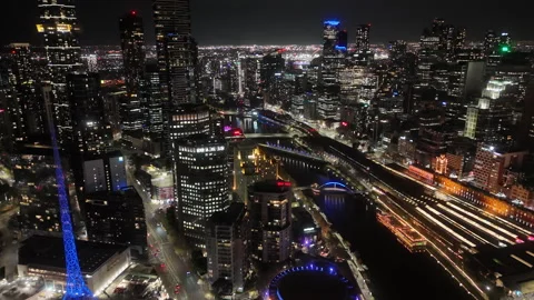 Downtown Melbourne at night Stock Footage 317524748