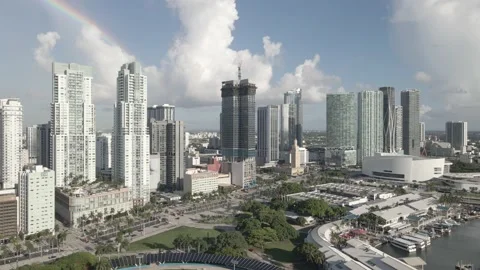 Downtown Miami Aerial Pull-In and Establishing Shot Stock Footage 229829700