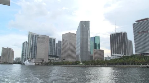 Downtown Miami from Bay Stock Footage 129474065