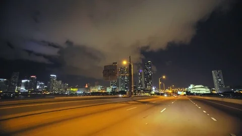 Downtown Miami Cityscape thunderstorm Vidéo 76258445