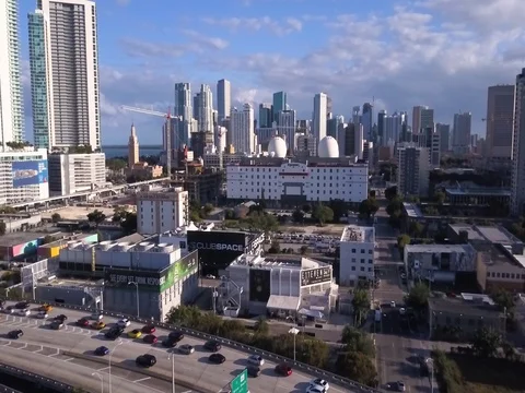 Downtown Miami Club Space &amp; E11EVEN Aerial View Stock Footage 74607046