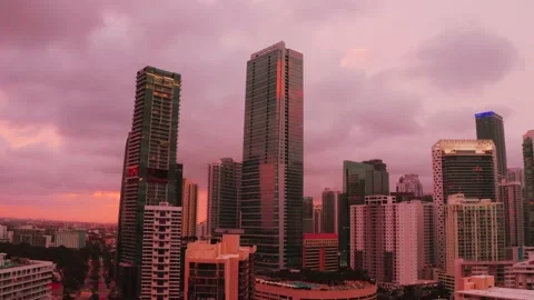 Downtown Miami During Sunset Eight Stock Footage 130867352