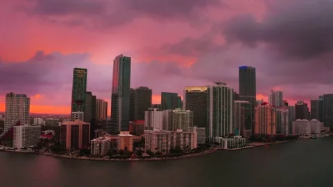Downtown Miami During Sunset Five Stock Footage 130867864