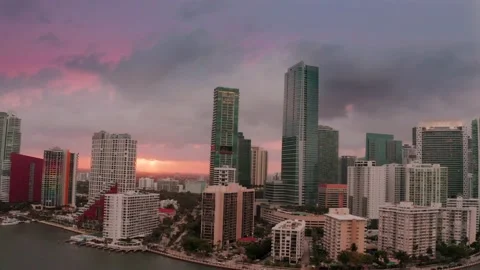 Downtown Miami During Sunset Stock Footage 130868020