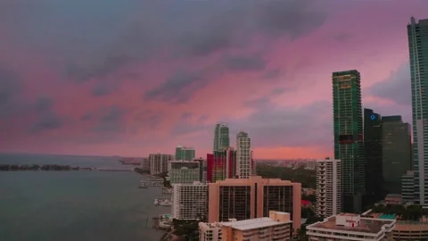 Downtown Miami During Sunset Three Stock Footage 130867967