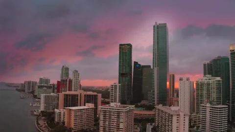 Downtown Miami During Sunset Two Stock Footage 130867990