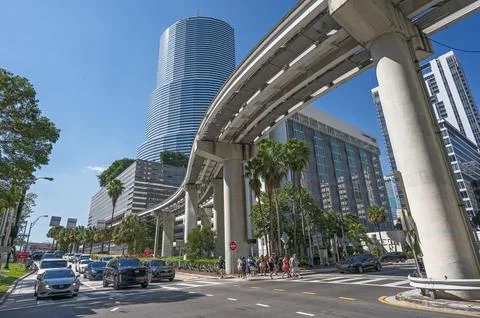 Downtown Miami with the Elevated Metrorail Stock Photos