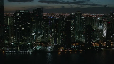 Downtown Miami Evening Cineflex Aerials 2 Stock Footage 244365053